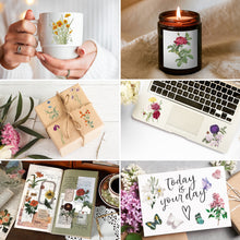 Load image into Gallery viewer, Knaid 100 Pieces Vintage Flower Stickers Set - Big 3.4" Waterproof Clear Botanical Floral Journaling Sticker for Scrapbooking Junk Journal Supplies Bullet Journals Planner Collage Laptop Paper Crafts