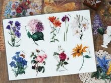 Load image into Gallery viewer, Knaid 100 Pieces Vintage Flower Stickers Set - Big 3.4" Waterproof Clear Botanical Floral Journaling Sticker for Scrapbooking Junk Journal Supplies Bullet Journals Planner Collage Laptop Paper Crafts