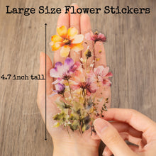 Load image into Gallery viewer, Knaid 120 Pieces Watercolor Flower Stickers Set - Big 4.7" Waterproof Clear Botanical Floral Journaling Sticker for Scrapbook Junk Journal Supplies Bullet Journals Planner Collage Laptop Paper Crafts