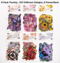 Load image into Gallery viewer, Knaid 300 Pieces Assorted Butterfly and Flower Stickers, Transparent Butterflies Floral Resin Decals Aesthetic Journaling Scrapbook Stickers for Card Making Bullet Junk Journal Planner Craft Supplies
