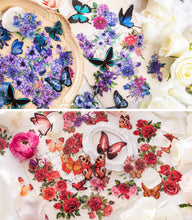 Load image into Gallery viewer, Knaid 300 Pieces Assorted Butterfly and Flower Stickers, Transparent Butterflies Floral Resin Decals Aesthetic Journaling Scrapbook Stickers for Card Making Bullet Junk Journal Planner Craft Supplies