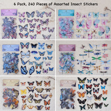 Load image into Gallery viewer, Knaid Butterfly Dragonfly Insects Stickers Set (240 Pieces) - PET Transparent Waterproof Decorative Decals for Scrapbook DIY Crafts Album Bullet Journal Planner Water Bottles Phone Cases Laptops