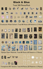 Load image into Gallery viewer, Knaid 200 Pieces Vintage Ephemera Bundle Junk Journal Kit Scrapbook Supplies Paper Sticker Material Pack for Art Journaling Bullet Journals Planners Collage Craft Notebooks Decoupage Album Crafter Gifts (Black & Blue)