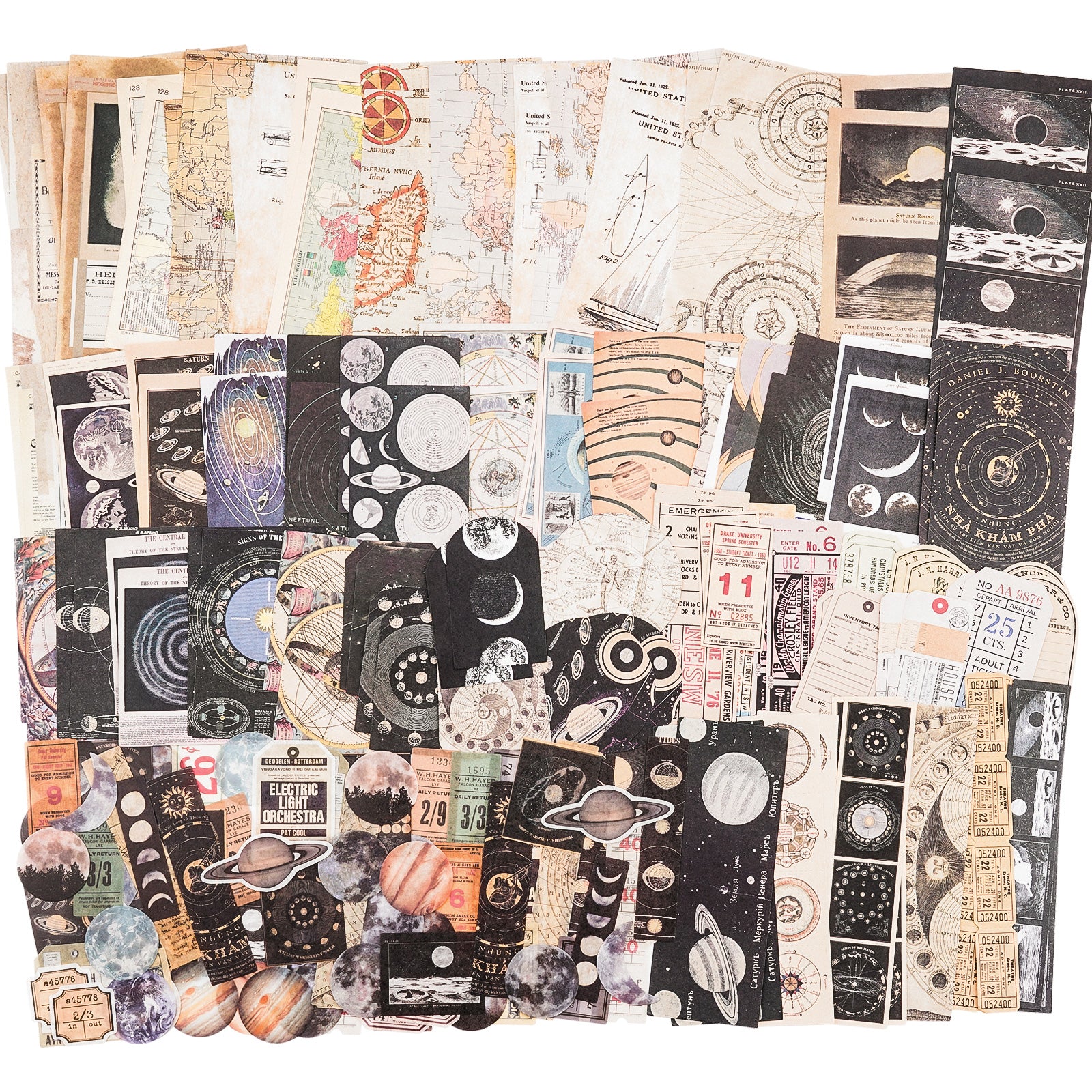 Knaid Vintage Scrapbook Supplies Pack (200 Pieces) for Art Journaling  Bullet Junk Journal Planners DIY Paper Stickers Craft Kits Notebook Collage  