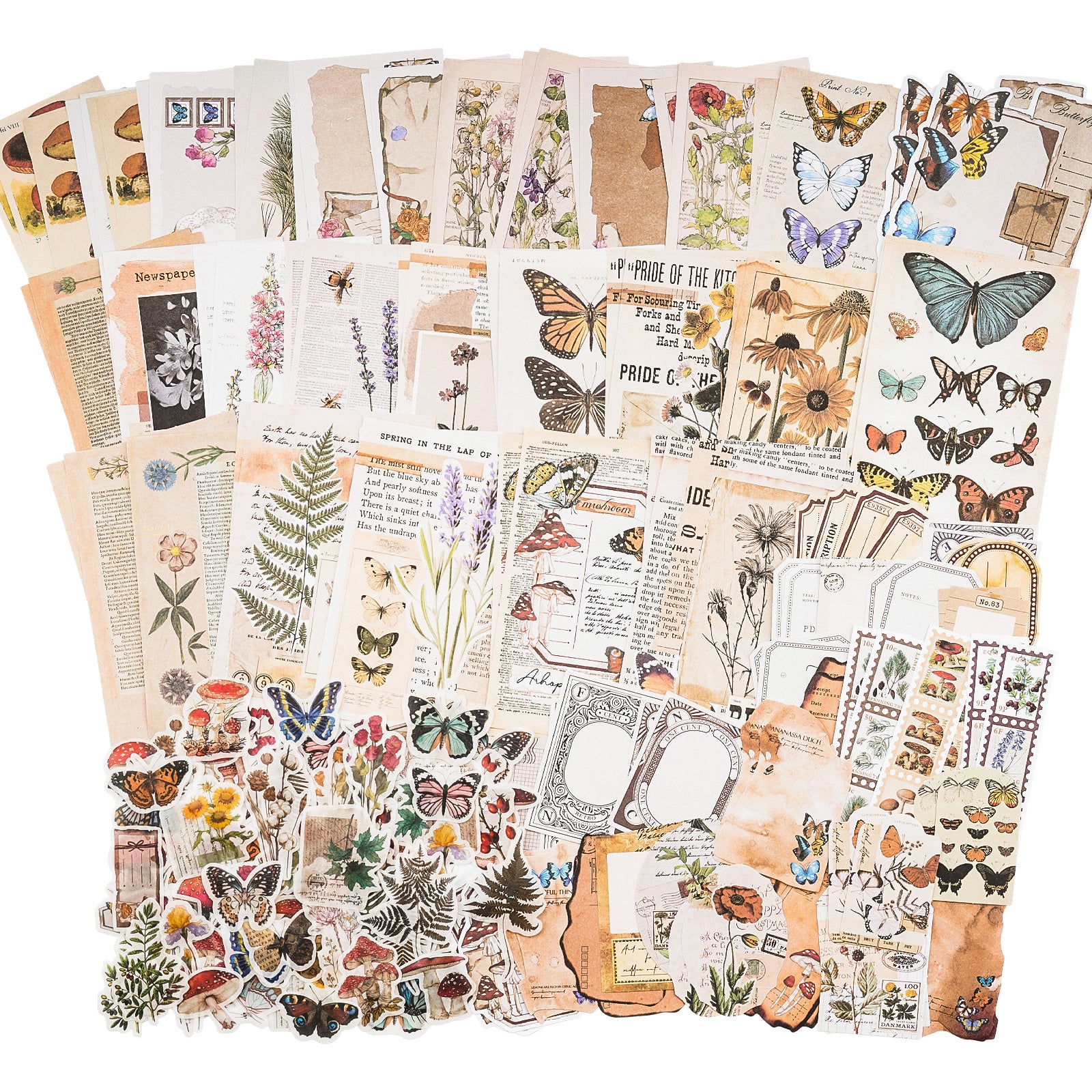 40 pcs Large size Scrapbooking Set Stickers and Decorative paper