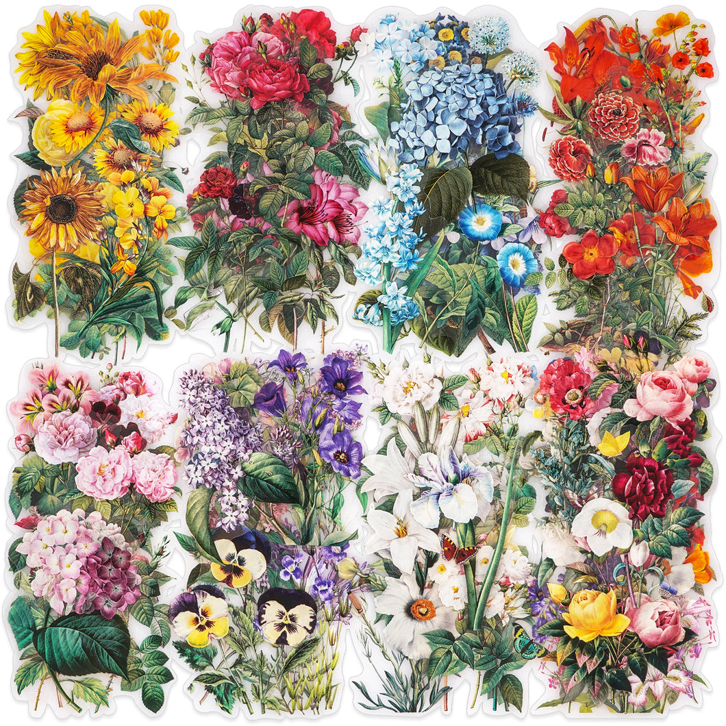 Knaid 100 Pieces Vintage Flower Stickers Set - Big 3.4