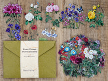 Load image into Gallery viewer, Knaid 100 Pieces Vintage Flower Stickers Set - Big 3.4&quot; Waterproof Clear Botanical Floral Journaling Sticker for Scrapbooking Junk Journal Supplies Bullet Journals Planner Collage Laptop Paper Crafts
