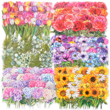 Load image into Gallery viewer, Knaid 600 Pieces Clear Flower Stickers Set, Transparent Floral Botanical Aesthetic Journaling Stickers for Nature Scrapbook Supplies Card Making Junk Journal Bullet Journal Planner DIY Crafts
