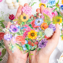 Load image into Gallery viewer, Knaid 600 Pieces Clear Flower Stickers Set, Transparent Floral Botanical Aesthetic Journaling Stickers for Nature Scrapbook Supplies Card Making Junk Journal Bullet Journal Planner DIY Crafts
