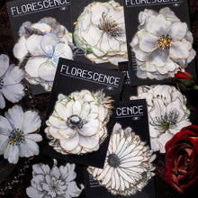 Load image into Gallery viewer, Knaid 120 Pieces Large Size Black and White Flower Stickers with Gold Holographic Outlines, Glitter Shiny Floral Waterproof Decorative Decals for Scrapbooking Supplies Junk Journal Bullet Journals Planners Resin Laptops Water Bottles Paper Crafts
