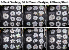 Load image into Gallery viewer, Knaid 120 Pieces Large Size Black and White Flower Stickers with Gold Holographic Outlines, Glitter Shiny Floral Waterproof Decorative Decals for Scrapbooking Supplies Junk Journal Bullet Journals Planners Resin Laptops Water Bottles Paper Crafts

