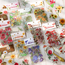Load image into Gallery viewer, Knaid Botanical Stickers Set (320 Pieces) Pressed Flower Resin Decals Transparent Daisy Tulip Eucalyptus Leaf Mushroom Journaling Sticker for Scrapbook Card Making Junk Journal Bullet Journal Planner
