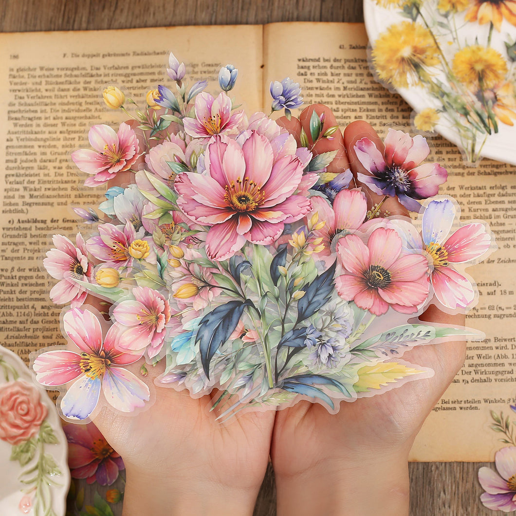 Knaid 120 Pieces Watercolor Flower Stickers Set - Big 4.7