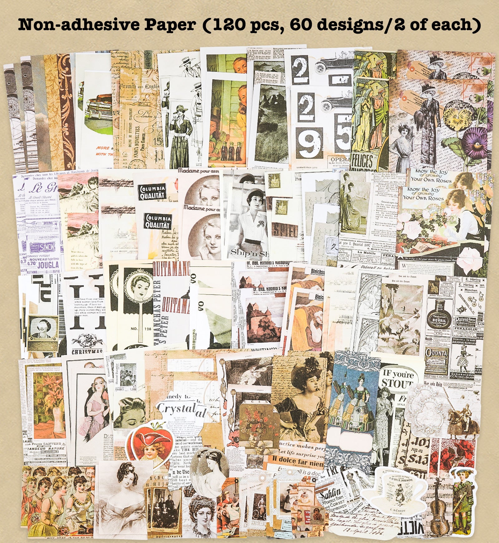 200 Pieces Vintage Scrapbook Supplies Pack for Junk Journal Planners DIY Paper Stickers Vintage Ephemera Pack Decoupage, Other
