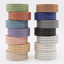 Load image into Gallery viewer, Knaid Grid Washi Tape Set, 14 Rolls of 15 mm Wide Decorative Colored Masking Tapes for Scrapbooking, DIY Decor and Crafts, Bullet Journals, Planners, Junk Journal, Gift Wrapping
