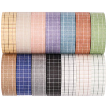 Load image into Gallery viewer, Knaid Grid Washi Tape Set, 14 Rolls of 15 mm Wide Decorative Colored Masking Tapes for Scrapbooking, DIY Decor and Crafts, Bullet Journals, Planners, Junk Journal, Gift Wrapping
