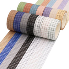 Load image into Gallery viewer, Knaid Grid Washi Tape Set, 14 Rolls of 15 mm Wide Decorative Colored Masking Tapes for Scrapbooking, DIY Decor and Crafts, Bullet Journals, Planners, Junk Journal, Gift Wrapping
