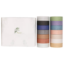 Load image into Gallery viewer, Knaid Grid Washi Tape Set, 14 Rolls of 15 mm Wide Decorative Colored Masking Tapes for Scrapbooking, DIY Decor and Crafts, Bullet Journals, Planners, Junk Journal, Gift Wrapping
