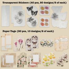 Load image into Gallery viewer, Knaid 260 Pieces Vintage Ephemera Pack Junk Journal Kit Scrapbook Supplies Decoupage Paper Sticker Material for Art Journaling Bullet Journals Planners Collage Craft Notebooks Album Crafter Gifts (Flower)
