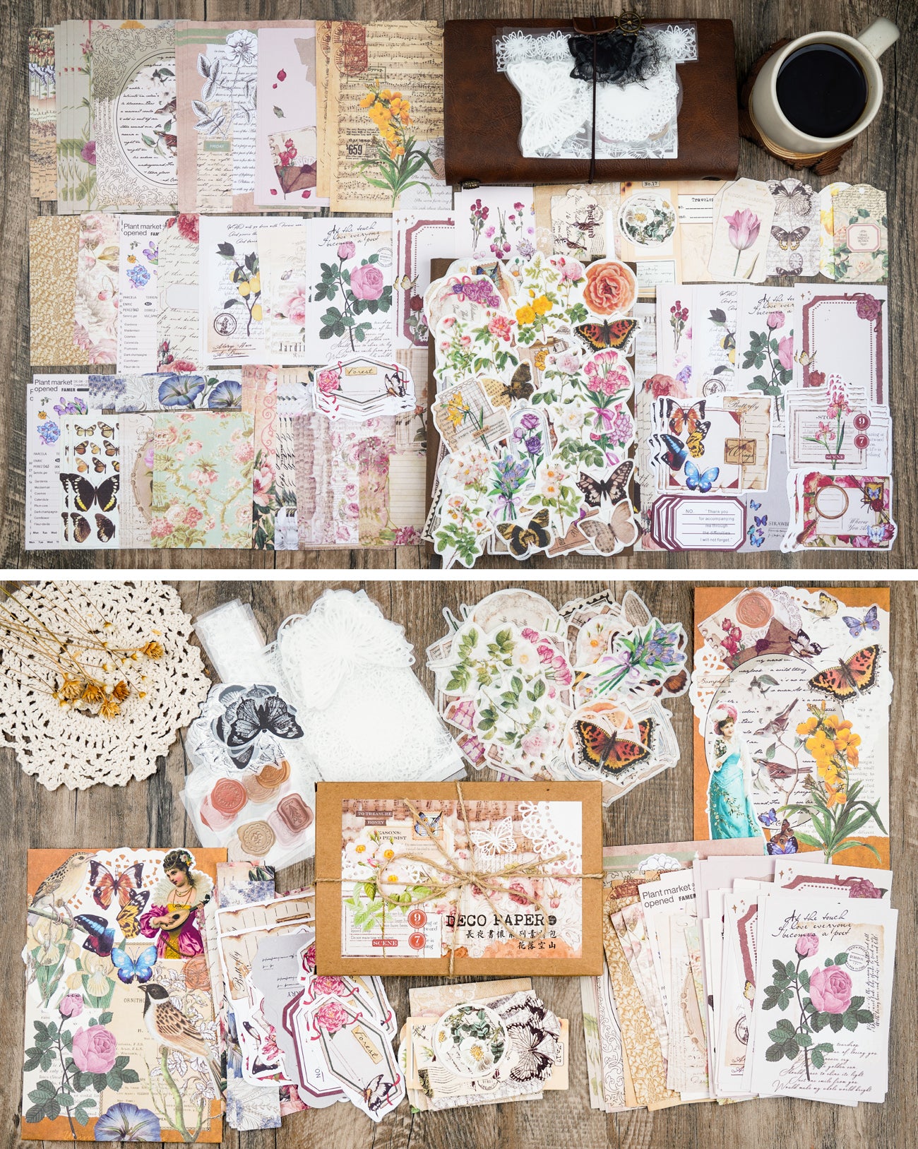 Aesthetic Scrapbooking Supplies Kit, Vintage Flowers Scrapbook Kit For  Bullet Junk Journal, Stationery, DIY Making Journaling Supplies Sticker,  Art Cr