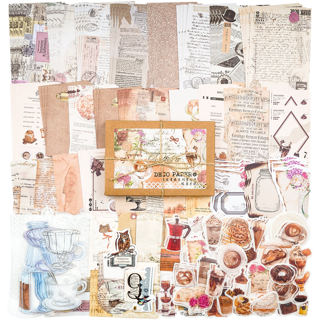 Knaid 260 Pieces Vintage Ephemera Pack Junk Journal Kit Scrapbook Supplies Decoupage Paper Sticker Material for Art Journaling Bullet Journals Planners Collage Craft Notebooks Album Crafter Gifts (Food Notes)