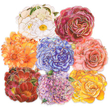 Load image into Gallery viewer, Knaid 80 Pieces Large Size Flower Stickers with Gold Holographic Outlines and Vibrant Colors, Glitter Shiny Floral Waterproof Decorative Decals for Scrapbooking Supplies Junk Journal Bullet Journals Planners Resin Laptops Water Bottles Paper Crafts
