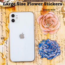 Load image into Gallery viewer, Knaid 80 Pieces Large Size Flower Stickers with Gold Holographic Outlines and Vibrant Colors, Glitter Shiny Floral Waterproof Decorative Decals for Scrapbooking Supplies Junk Journal Bullet Journals Planners Resin Laptops Water Bottles Paper Crafts
