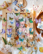Load image into Gallery viewer, Knaid Butterfly Stickers Set (320 Pieces) Transparent Colorful Butterflies Resin Stickers Decals for Nature Scrapbook Supplies Junk Journal Bullet Journals Planners Laptops Paper Crafts
