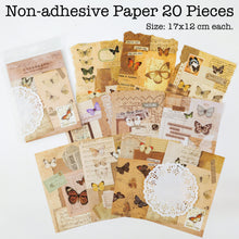 Load image into Gallery viewer, Knaid Junk Journal Kit Vintage Ephemera Bundle Scrapbook Supplies Sticker Paper Material Pack for Art Journaling Bullet Journals Planners Collage Craft Notebooks Decoupage Album Crafter Gifts (Butterfly)
