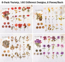 Load image into Gallery viewer, Knaid Pressed Flower Themed Stickers Set (320 Pieces) Dried Flowers Resin Stickers Decals Floral Botanical Journaling Stickers for Scrapbook Supplies Junk Journal Bullet Journal Planner Laptops
