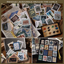 Load image into Gallery viewer, Vintage Postage Stamp Stickers Set (276 Pieces) - Botanical Deco Sticker for Scrapbooking, Bullet Journaling, Junk Journal, Planners, Bujo Travel Diary, Nature Plant Ephemera

