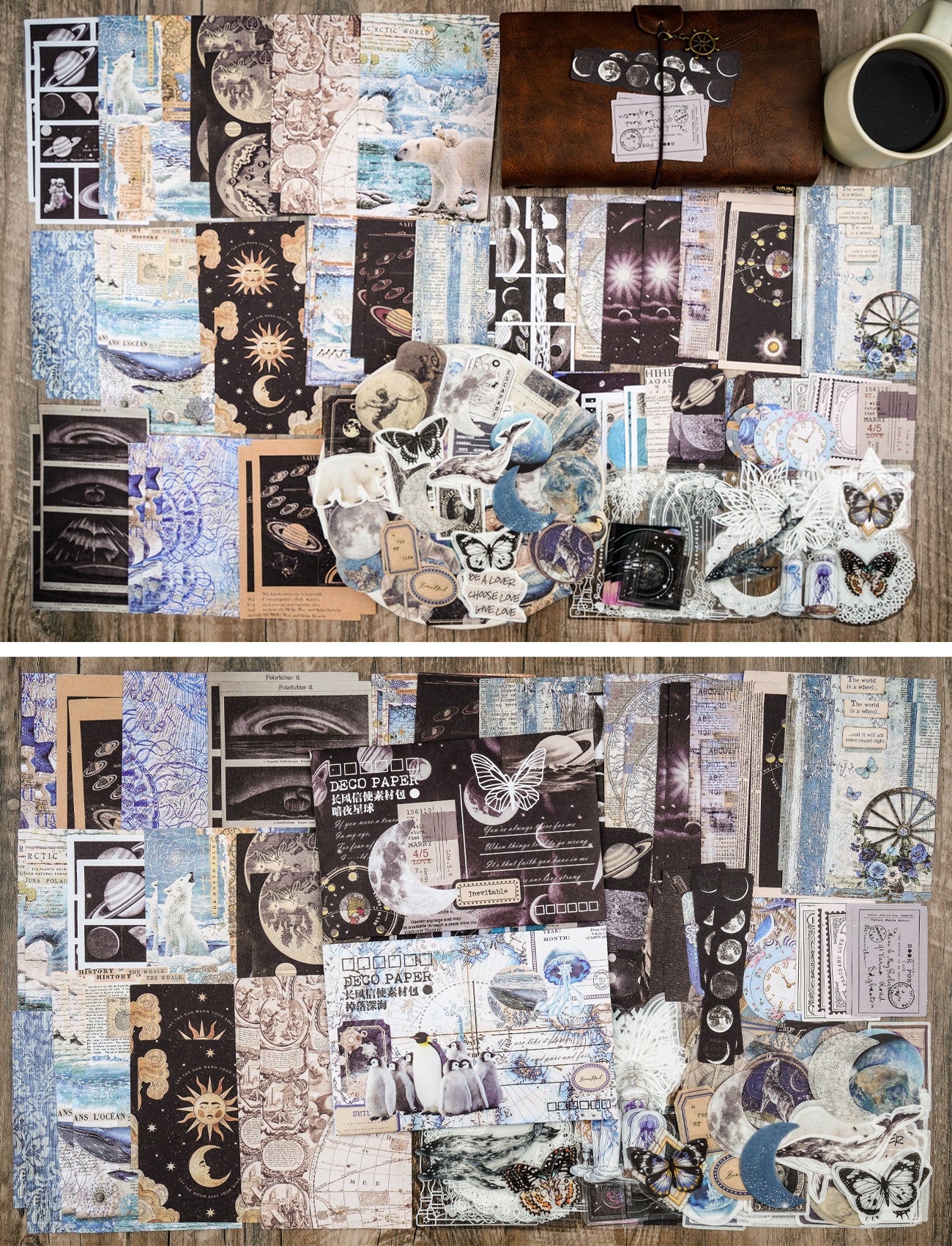 UNIQUE! 200pc Mixed Lot~Vtg Junk Journal Scrapbook Collage~Paper,Stickers, Tags++