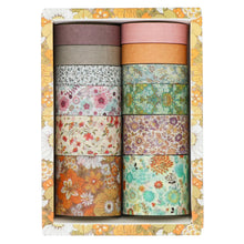 Load image into Gallery viewer, Knaid Vintage Floral Washi Tape Set, 12 Rolls of Decorative Solid Color Paper Tapes for Scrapbooking, DIY Arts and Crafts, Bullet Journal, Planner, Junk Journal, Gift Wrapping

