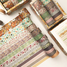 Load image into Gallery viewer, Knaid Vintage Floral Washi Tape Set, 12 Rolls of Decorative Solid Color Paper Tapes for Scrapbooking, DIY Arts and Crafts, Bullet Journal, Planner, Junk Journal, Gift Wrapping
