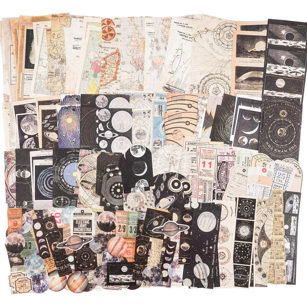 Knaid Vintage Scrapbook Supplies Pack (200 Pieces) for Art