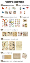 Load image into Gallery viewer, Knaid Vintage Scrapbook Supplies Pack, Decorative Plants Floral Butterfly Mushroom Nature Retro Paper Stickers Collection for Junk Journal DIY Arts Crafts Album Bullet Journals Planners
