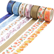Load image into Gallery viewer, Knaid Washi Tape Set, Assorted 14 Rolls of 15 mm Wide Decorative Grid Tapes for Scrapbooking, DIY Arts and Crafts, Bullet Journal, Planner, Junk Journal, Gift Wrapping
