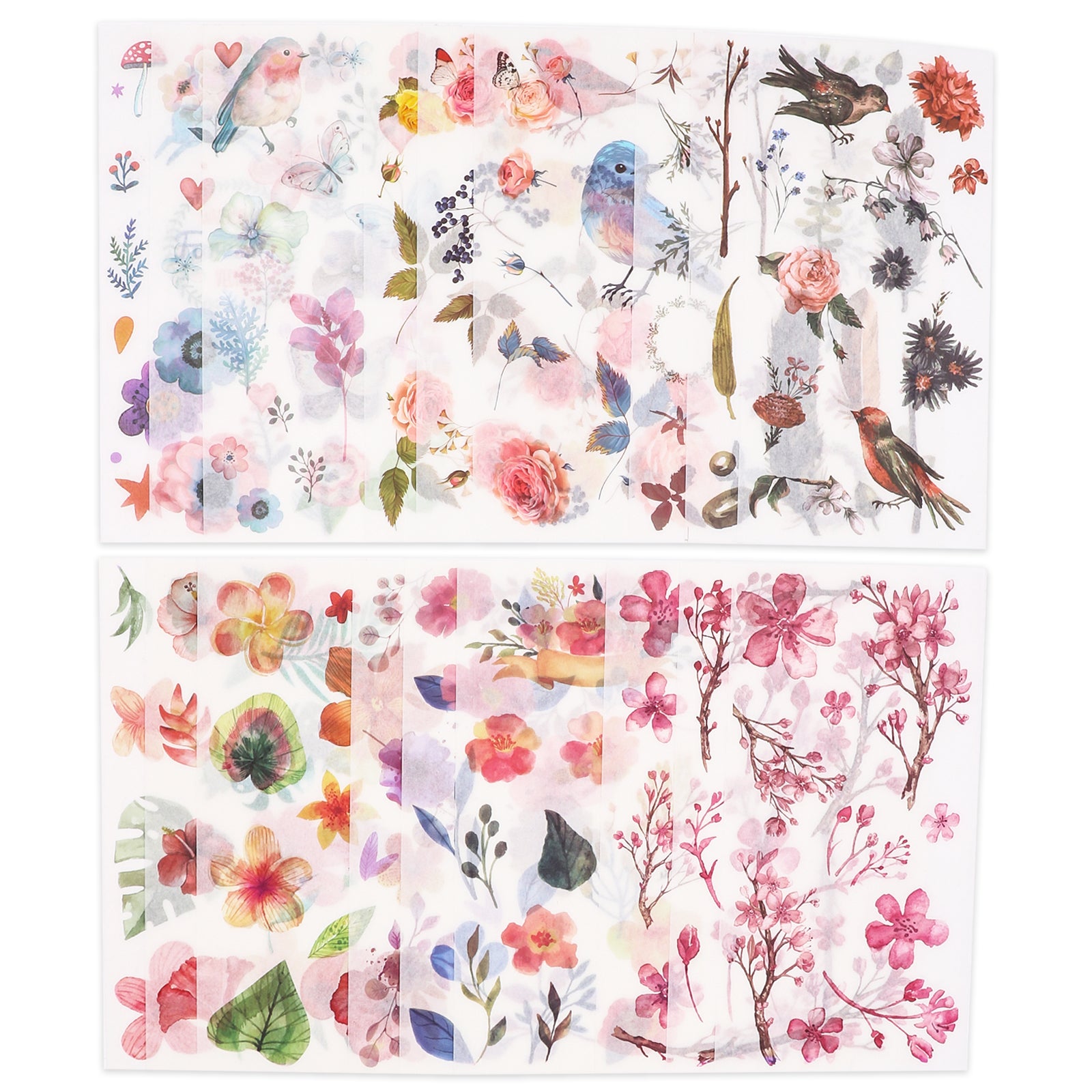 Watercolor Birds Stickers - Set of 52 Stickers
