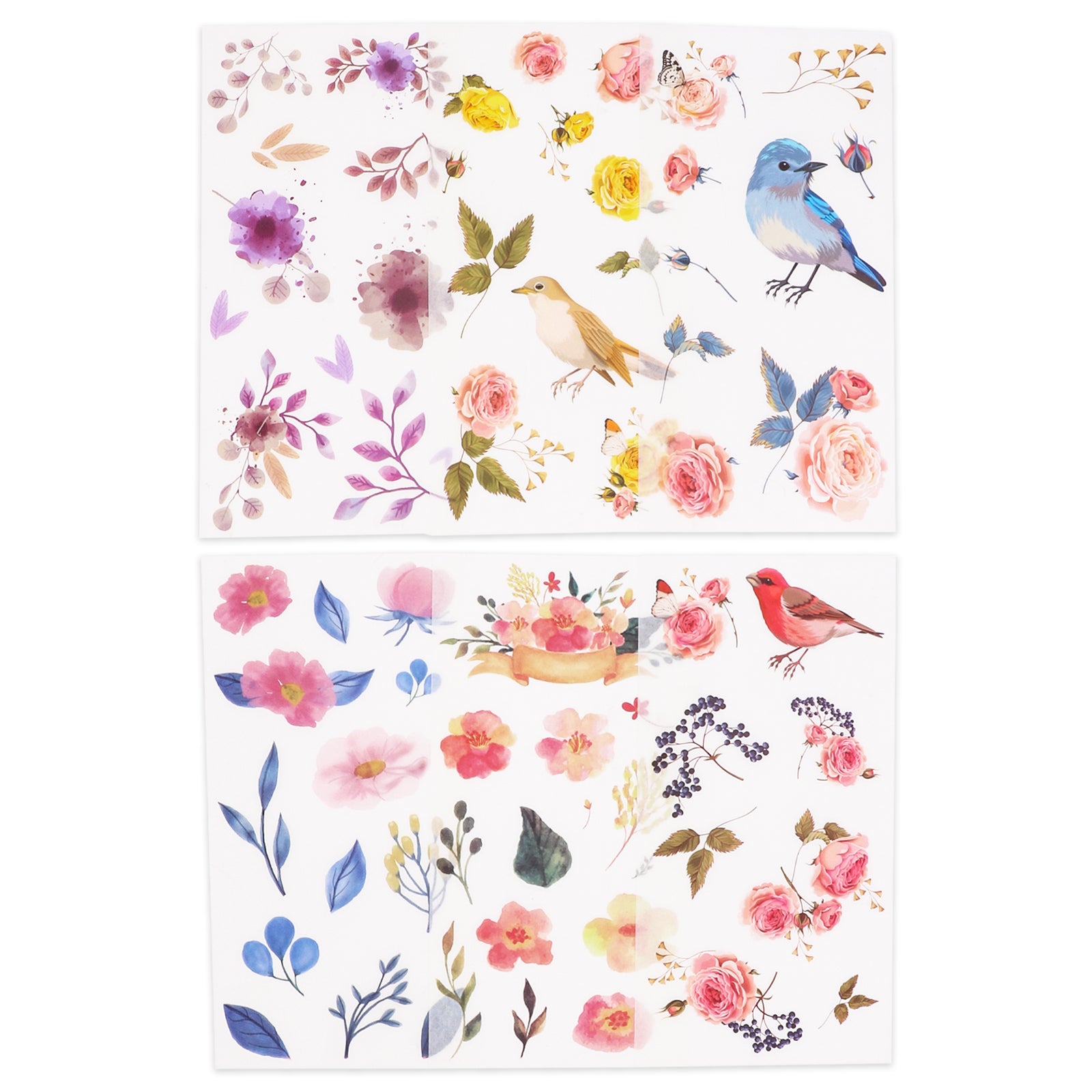 Knaid Watercolor Birds and Flowers Stickers Set - Decorative Sticker for  Scrapbooking, Kid DIY Arts Crafts, Album, Bullet Journaling, Junk Journal