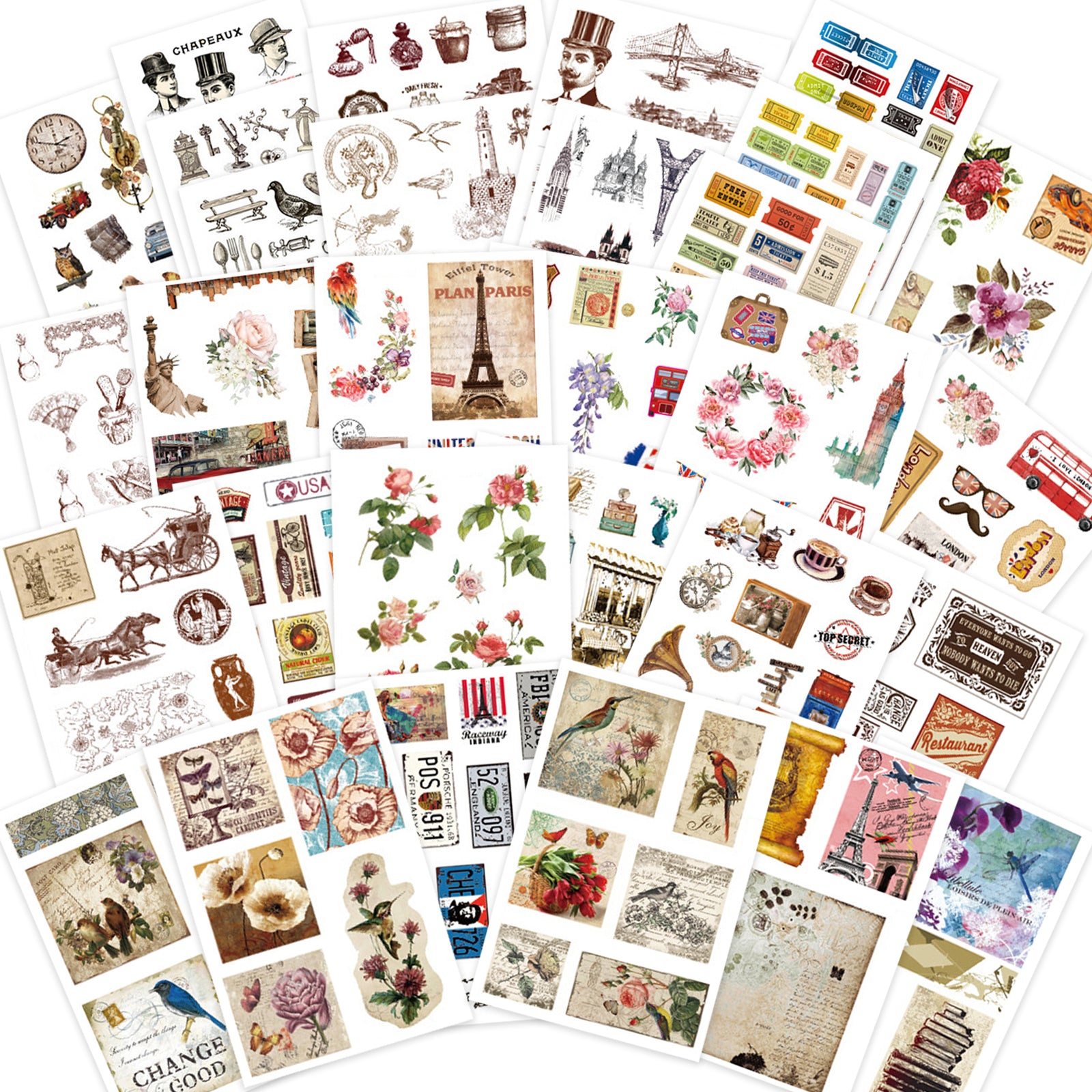 6 Sheets of Journal Stickers. Journaling Stickers, Scrapbook Supplies,  Paper Stickers, Stationery, Journaling Supplies 